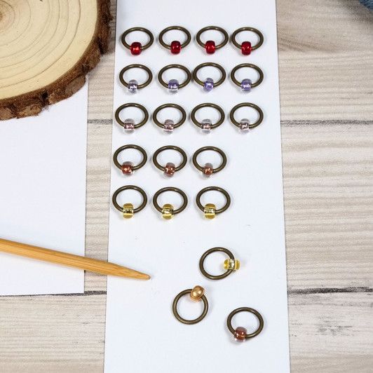 Bronze Ring Halo Stitch Markers for Knitting | 5mm | Set of 21 Handmade Snag-Free Ring Markers