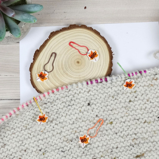 Maple Leaf Counting Markers – Handmade Stitch Markers