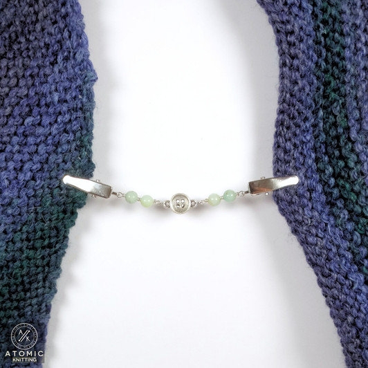 Green Amazonite & Button Cardigan Clip Fastener UK