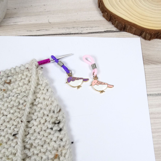 Pink & Purple Birds Knitting Needle Holder to fit up to 4mm needles
