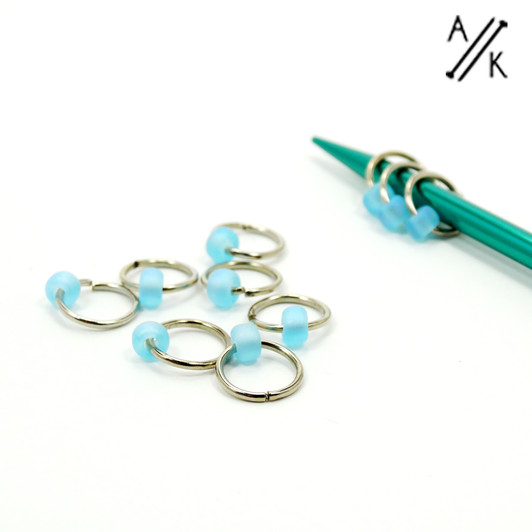 Frosted Blue Jewel Stitch Markers | Atomic Knitting
