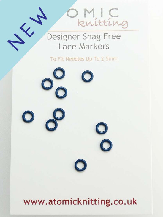Navy 'Thin' Snag Free EPDM stitch markers 2.5mm x 10