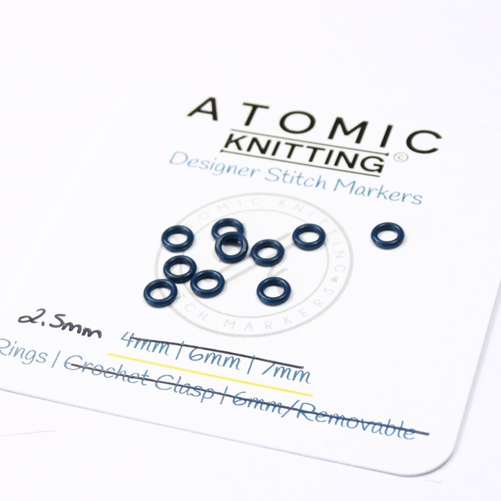 Navy 'Thin' Snag Free EPDM stitch markers 2.5mm x 10