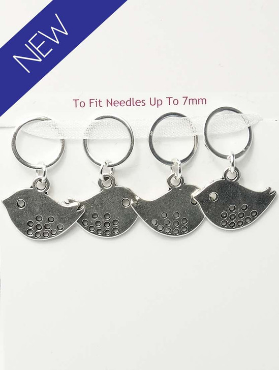 Silver Colour Birdie Stitch Markers - set of 4