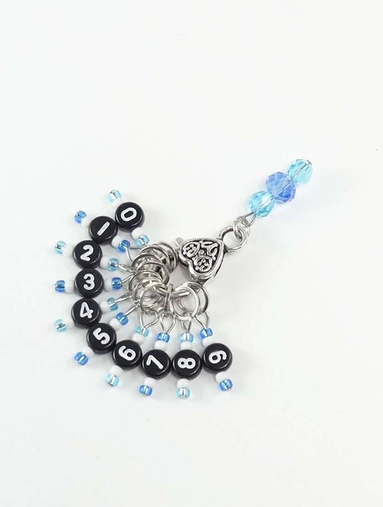 Aqua & Blue Counting Stitch Markers set of 10 - 4mm