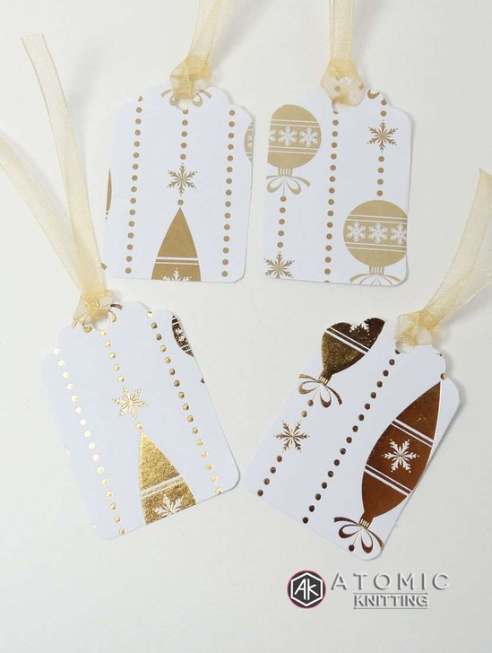 Gift Tag Set A - Xmas - Cream, Gold & White - 4 tags