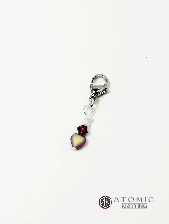 Lilac Heart Knitting Progress Stitch Marker x 1