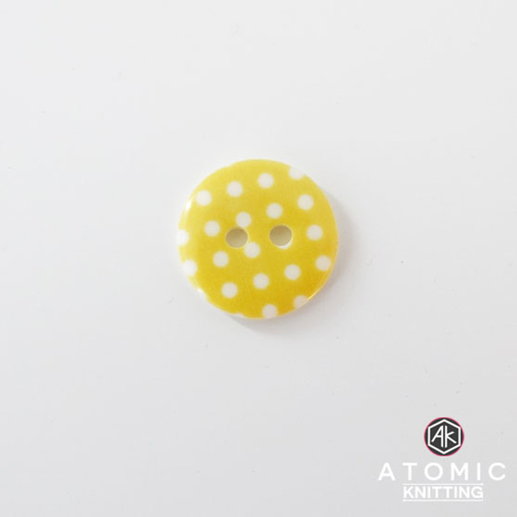 Spotty Round Acrylic Button 2 holes - Yellow - 15mm