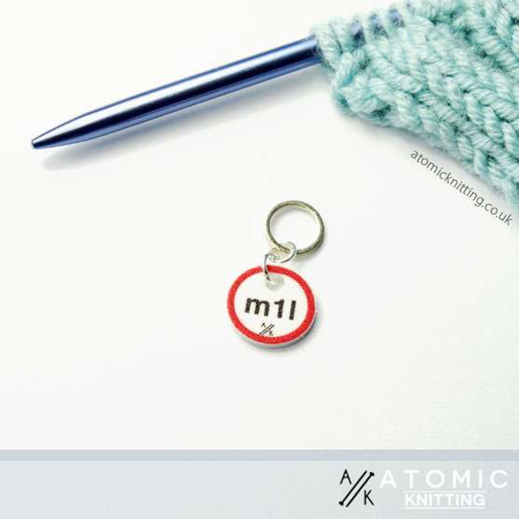 Make 1 Left (m1l) Red & Black Stitch Marker