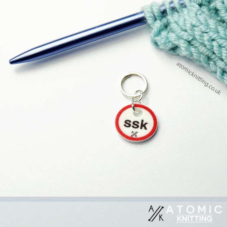 Slip Slip Knit (ssk) Red & Black Stitch Marker