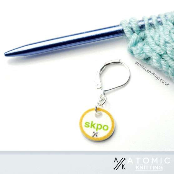 Slip Knit Pass Over (skpo) Gold & Green Stitch Marker