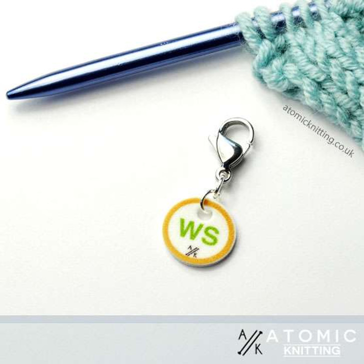 Wrong Side (WS) Gold & Green Stitch Marker