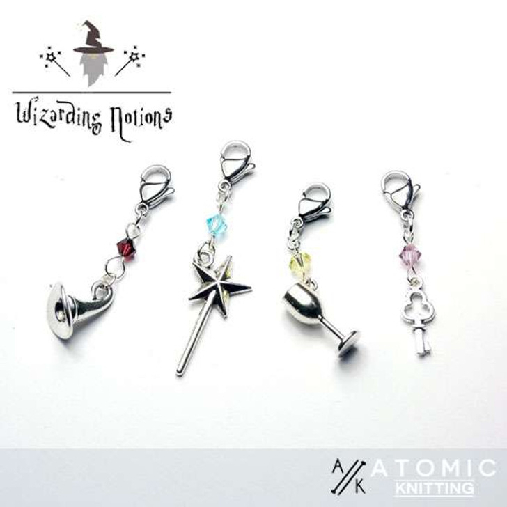 All the Wizarding Notions! Crystal & Tibetan Silver Stitch Marker Set of 4