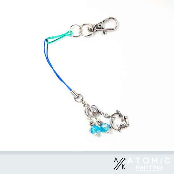 Dolphin Circle & Aqua Crystal set of stitch markers 4mm needles