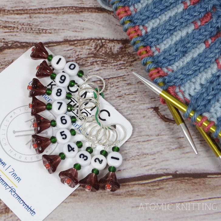 'Inside the secret garden' Numbered Counting Stitch Markers 1-10 - set of 10