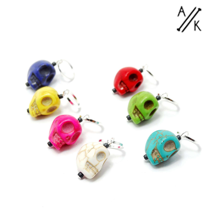 Howlite Gemstone Skull Stitch Markers - set of 7