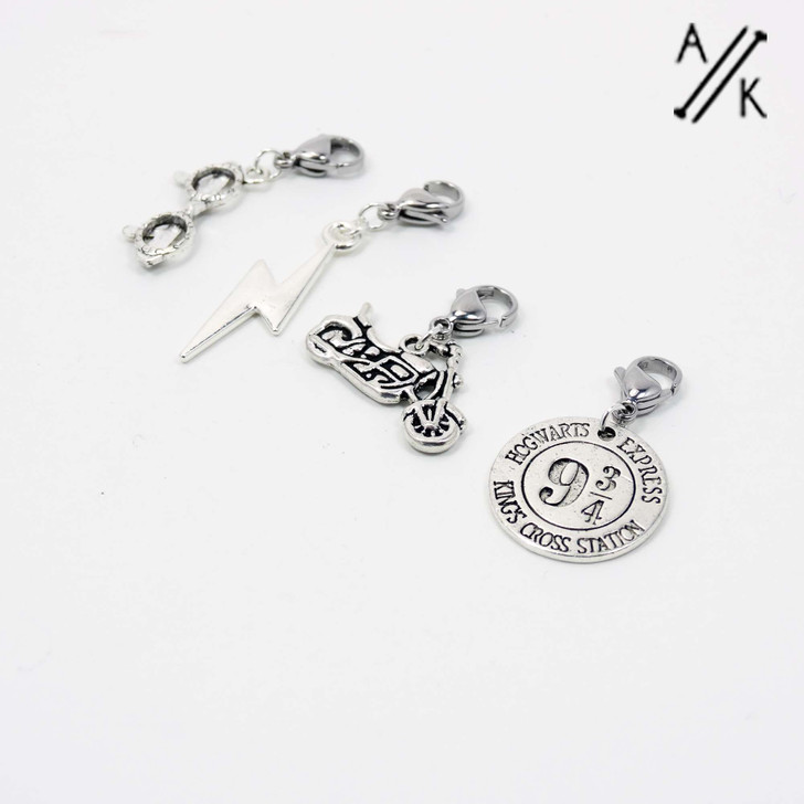 Wizards Charm Stitch Marker Bracelet Silver Plated