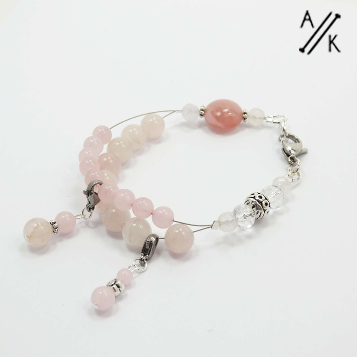 Rose Quartz Counting Abacus Bracelet Row Counter