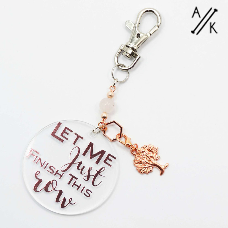 'Let Me Just Finish This Row' Keyring with Stitch Marker