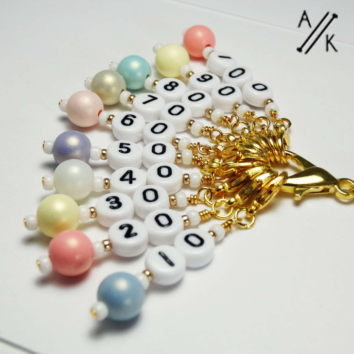Up in the Clouds - Numbered Counting Stitch Markers set of 10 (10-100)