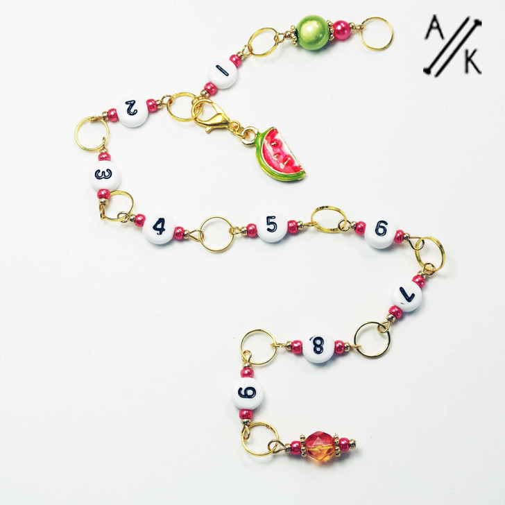 **SECONDS**Watermelon Gold Numbered Chain 99 Row Counter