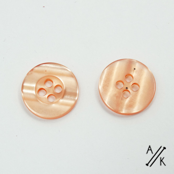 Round Shimmer Peach Acrylic Button 2 holes - 15mm | Atomic Knitting