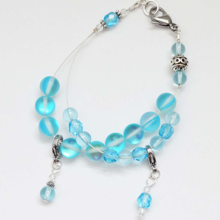 Aqua Moonstone Counting Abacus Bracelet Row Counter