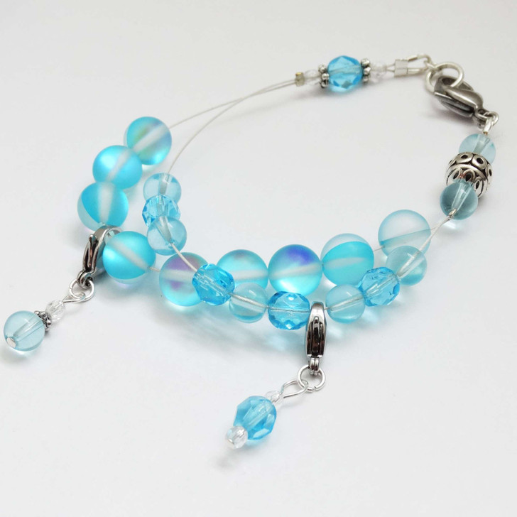 Aqua Moonstone Counting Abacus Bracelet Row Counter