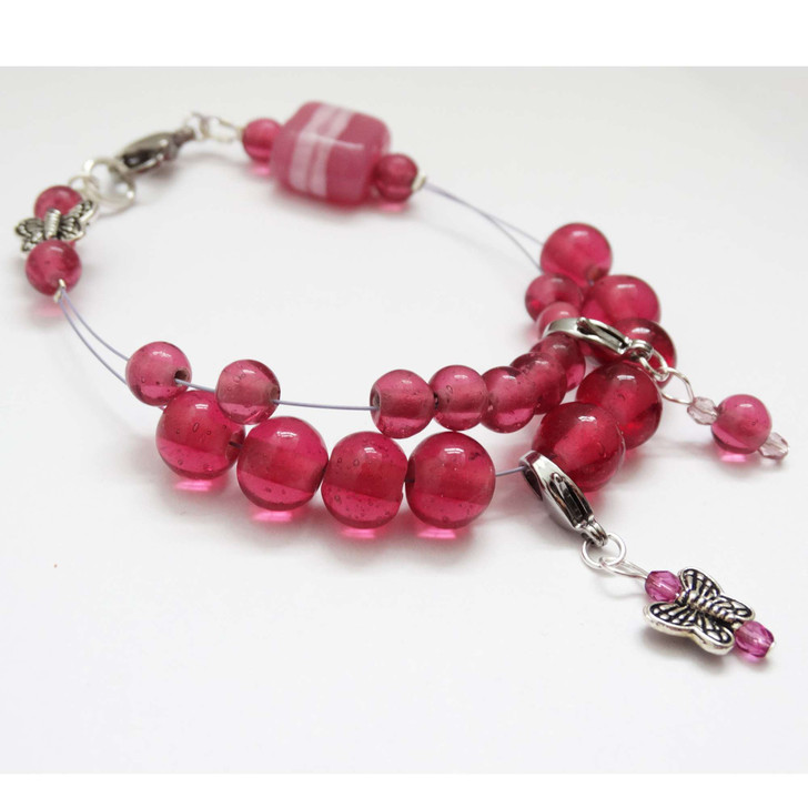 Raspberry Butterfly Counting Abacus Bracelet Row Counter