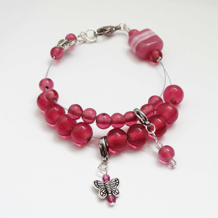 Raspberry Butterfly Counting Abacus Bracelet Row Counter