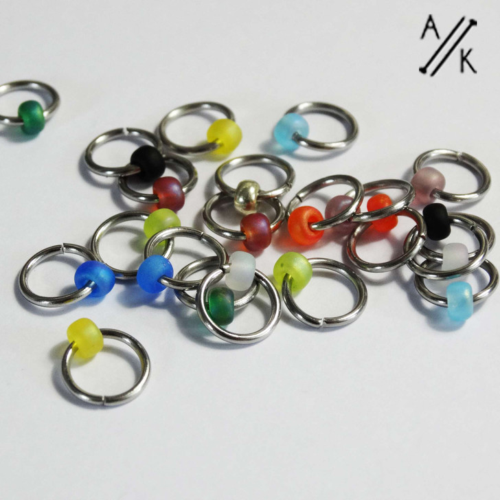Frosted Mix - Clapotis Jewel Stitch Markers 6mm x 21