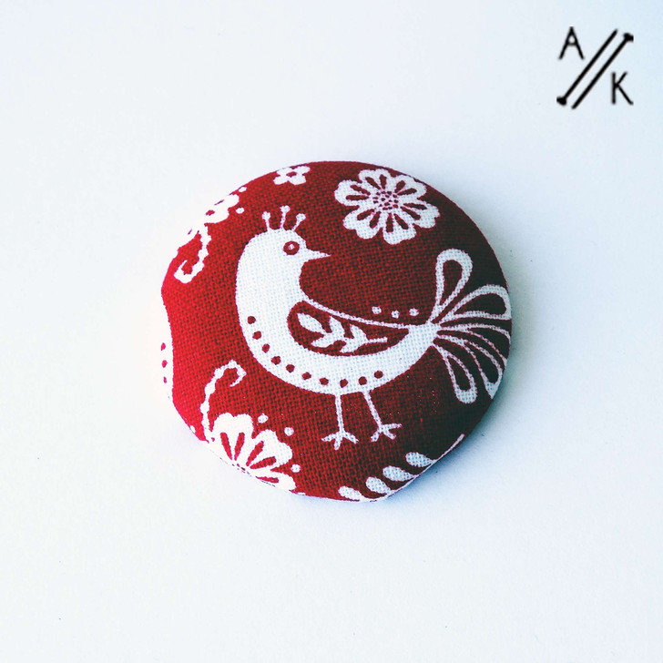 Red Scandi Bird - Magnetic Sewing Fabric Needle Minder