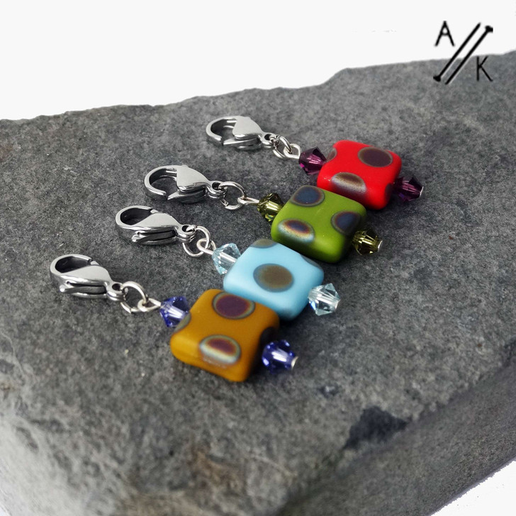 Contemporary Glass Square Stitch Markers - Set of 4