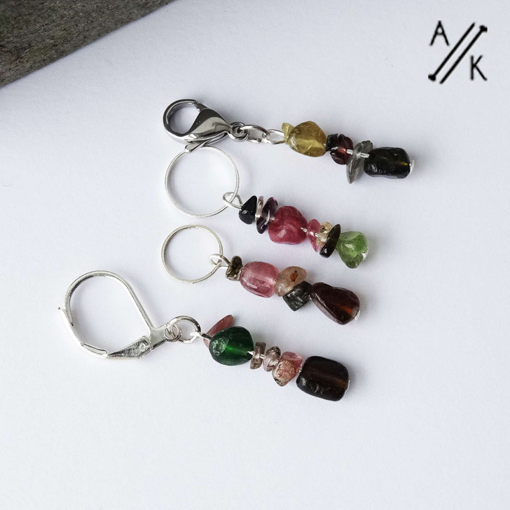 Tourmaline Chip Gemstone Stitch Marker - Set of 4