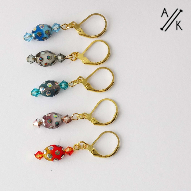 Colour Oval Glass Stitch Markers - MYM set of 5