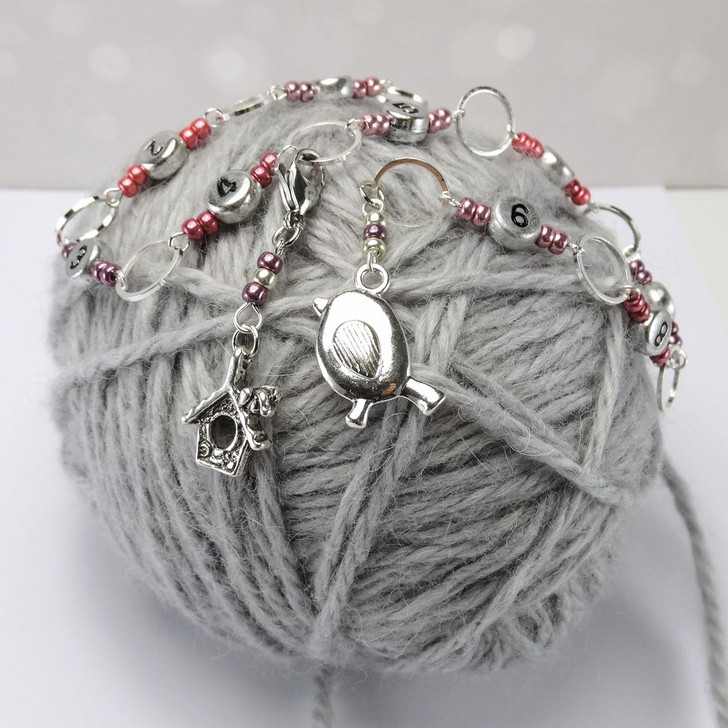 The Robin & The Birdhouse Silver Numbered Knitting Chain 99 Row Counter
