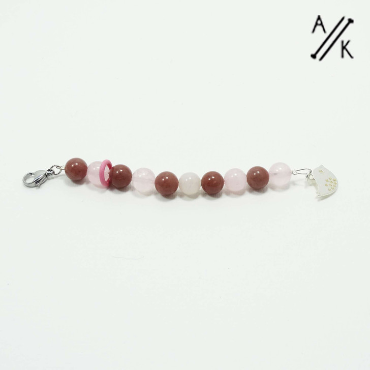 Rose Quartz & Purple Aventurine Gemstone Short Row Counter, Abacus, Progress Keeper for Knitting & crochet