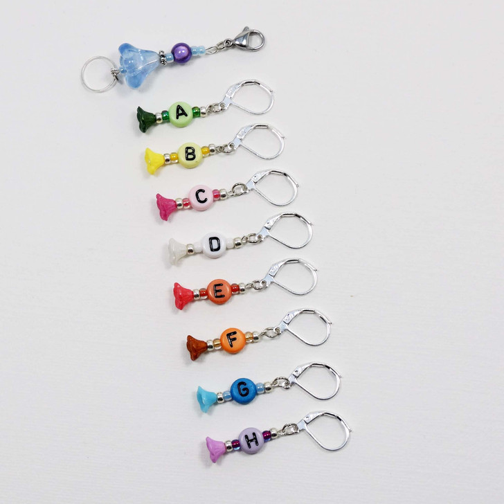 Flowers Reminder Lettered Stitch Marker Set of 8 - A - H