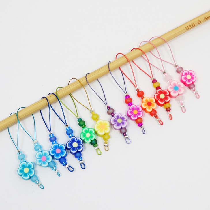 Flower Rainbow Stitch Marker Loopers - Set of 12 | Atomic Knitting