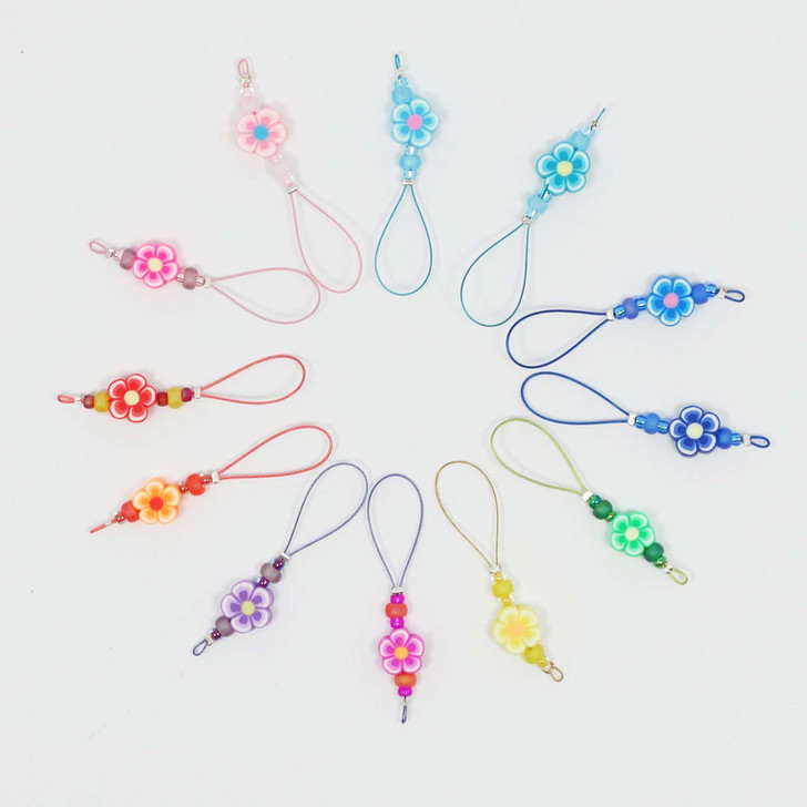 Flower Rainbow Knitting Stitch Marker Loopers - Set of 12 - Mystery Set