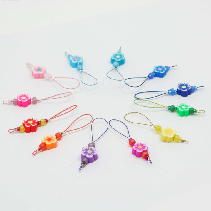 Flower Rainbow Knitting Stitch Marker Loopers - Set of 12 - Mystery Set