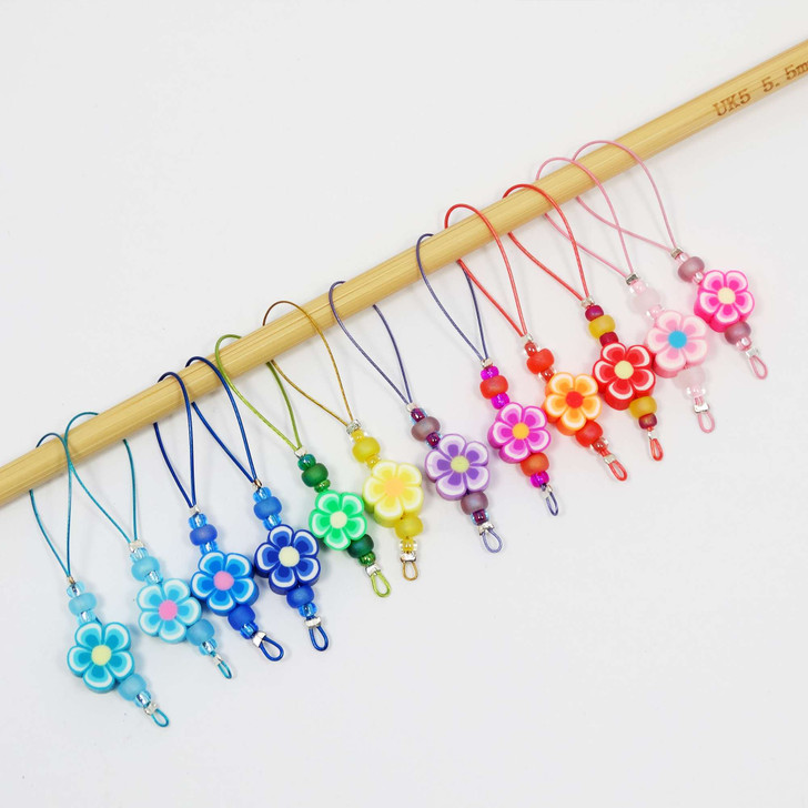 Flower Rainbow Knitting Stitch Marker Loopers - Set of 12 - Mystery Set