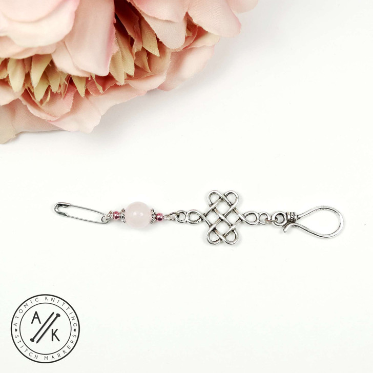 Rose Quartz & Celtic Eternity Knot Portuguese Knitting Pin