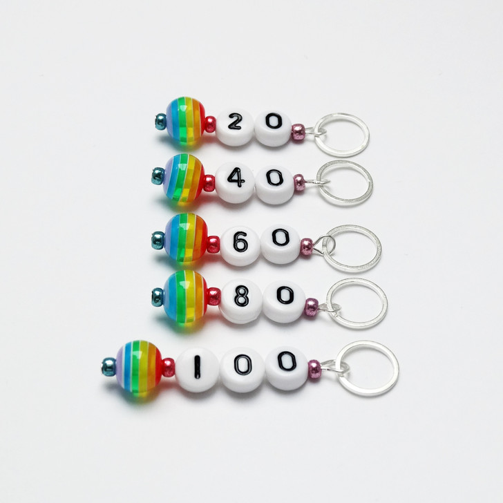 Rainbow Cast On Counting Knitting Stitch Markers
