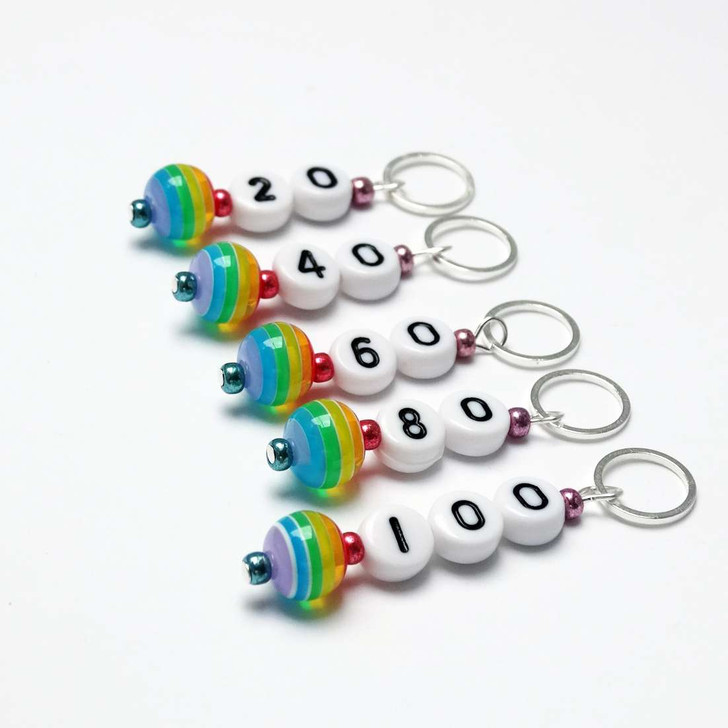 Rainbow Cast On Numbered Counting Knitting Stitch Markers - Choose your numbers