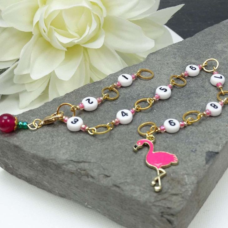 CUSTOMER ORDER FOR PIPPA - Flamingo Pink Numbered 99 Knitting Chain Row Counter