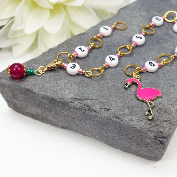 CUSTOMER ORDER FOR PIPPA - Flamingo Pink Numbered 99 Knitting Chain Row Counter