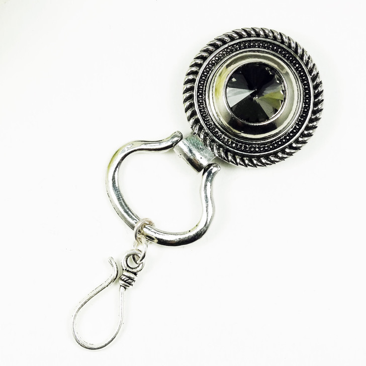 Grey Crystal Magnetic Portuguese Knitting Pin - Single OR Double Hook | Atomic Knitting