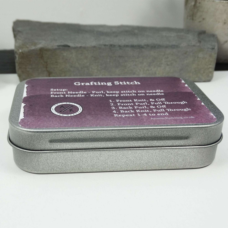 Grafting Stitch Instruction Tin Dark Purple | Deep Hinged Small Rectangular Aluminium Tin