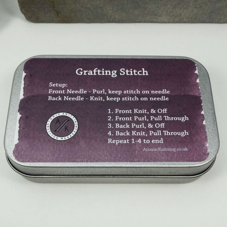 Grafting Stitch Instruction Tin Dark Purple | Deep Hinged Small Rectangular Aluminium Tin